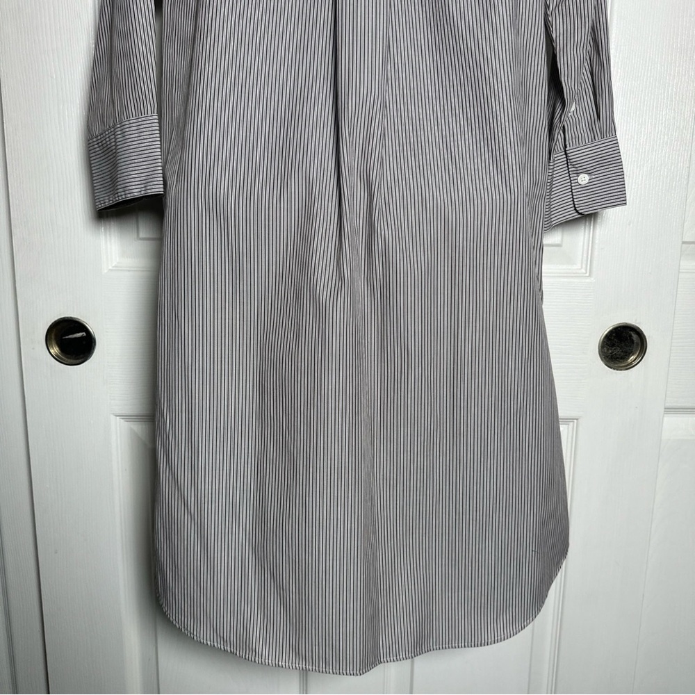Uniqlo Women’s XSmall Brown Shirt Dress Oversize 100% Cotton Pinstripe Office - Picture 9 of 14